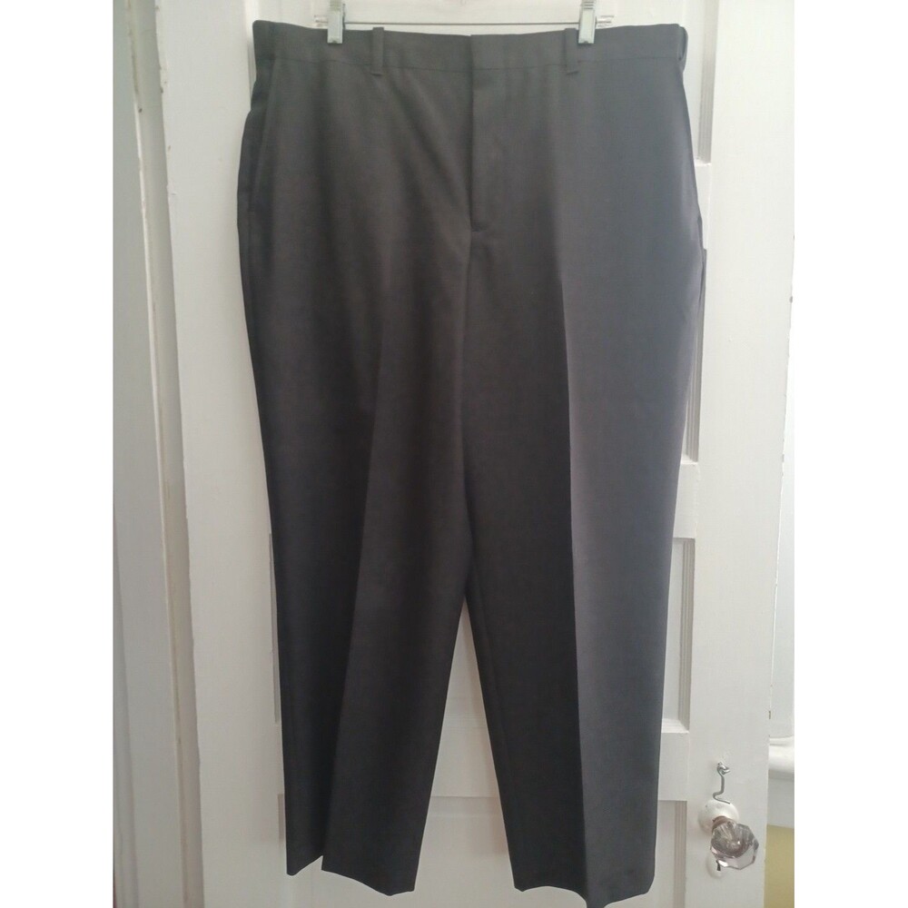LLBean gray wool dress pants mens 38x28.5 flat front trouser career traditional